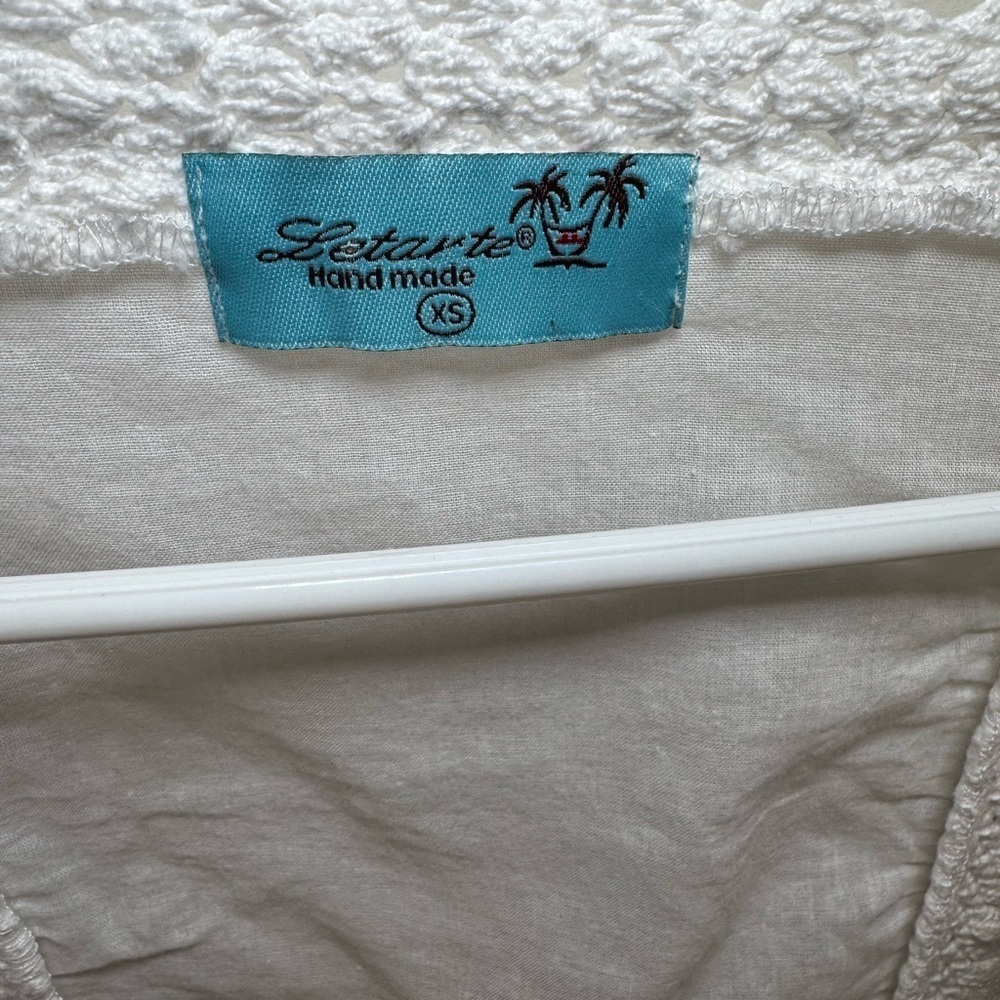 Letarte Handmade White W Vibrant Crochet Embroidered Cotton Coverup Size XS - Picture 6 of 8